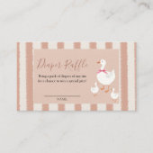 ほこりっぽいピンクストライプのの小さなガチョウベビーおむつラッフル エンクロージャーカード (正面)