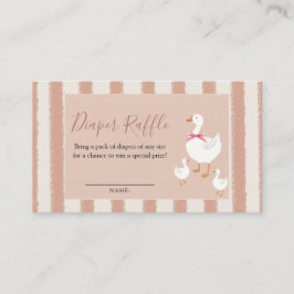 ほこりっぽいピンクストライプのの小さなガチョウベビーおむつラッフル エンクロージャーカード