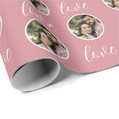 ほこりっぽいピンクバレンタインカスタムの写真スタイリッシュモダン ラッピングペーパー (ロールコーナー)