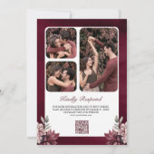 ほこりっぽいピンクバーガンディフローラフレーム結婚QRコード 招待状 (裏面)