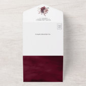 ほこりっぽいピンクバーガンディフローラQRコード結婚ズ オールインワン招待状 (外側)