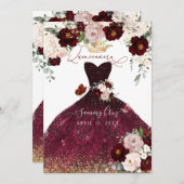ほこりっぽいピンクバーガンディ赤面花キンセアニェラ 招待状 (正面/裏面)