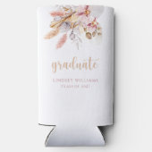 ほこりっぽいピンクパンパスグラスボホフローラ卒業 スリム缶クーラー (裏面)