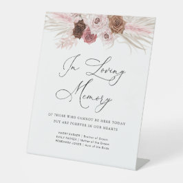 ほこりっぽいピンクパンパ結婚スフローラ記念標識 台座サイン