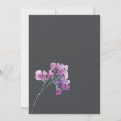 ほこりっぽいピンクパープルフローラ炭ブライダルシャワー 招待状 (裏面)