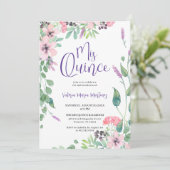 ほこりっぽいピンクパープルワイルドフラワーキンセアニェラ 招待状 (スタンド正面)