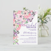ほこりっぽいピンクパープルワイルドフラワーブライダルシャワー 招待状 (スタンド正面)
