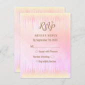 ほこりっぽいピンクピーチクルウェディングRSVPカード 招待状 (正面/裏面)