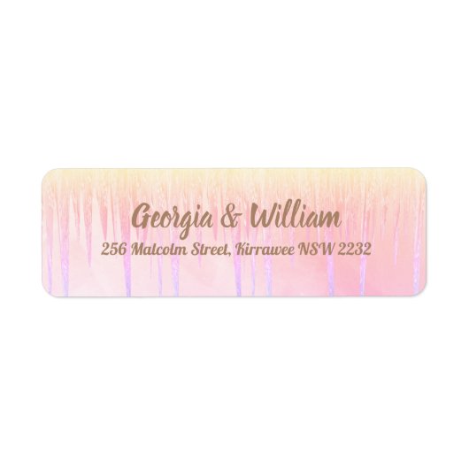 ほこりっぽいピンクピーチクル差出人住所ラベル ラベル (正面)