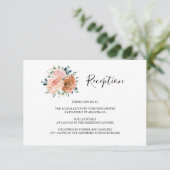 ほこりっぽいピンクピーチコーラルバラウェディングレセプション エンクロージャーカード (スタンド正面)