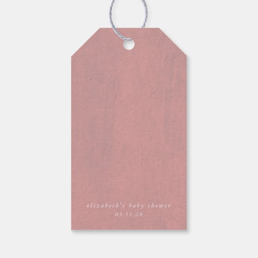 ほこりっぽいピンクフローラありがとうラベルパーティー ギフトタグ (裏面)