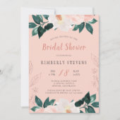 ほこりっぽいピンクフローラエレガントブライダルシャワー 招待状 (正面)