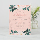 ほこりっぽいピンクフローラエレガントブライダルシャワー 招待状 (スタンド正面)
