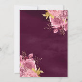 ほこりっぽいピンクフローラガウン梅金ゴールドキンセアニェラ 招待状 (裏面)