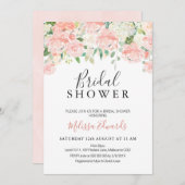 ほこりっぽいピンクフローラドロップブライダルシャワー招待 招待状 (正面/裏面)