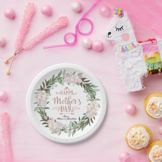 ほこりっぽいピンクフローラハッピーマザーズの日 ペーパープレート (パーティー)