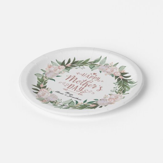 ほこりっぽいピンクフローラハッピーマザーズの日 ペーパープレート (アングル)
