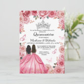 ほこりっぽいピンクフローラバタフライツインガールキンセアニェラ 招待状 (スタンド正面)