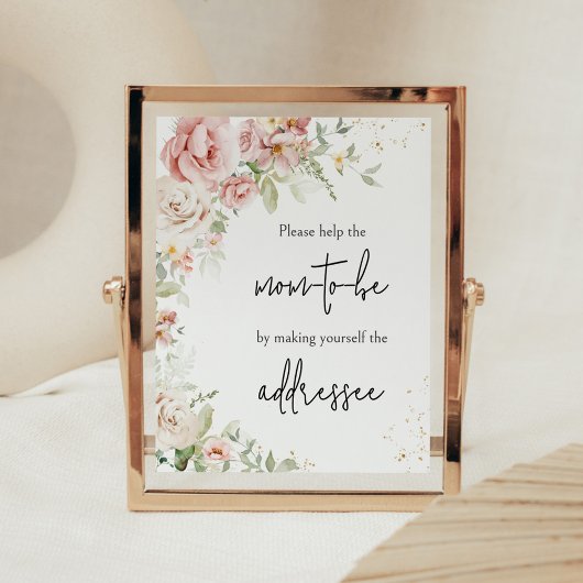 ほこりっぽいピンクフローラベビーシャワー封筒ステーション ポスター