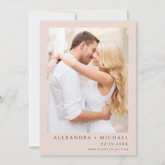 ほこりっぽいピンクフローラユーカリ結婚ス写真 招待状 (裏面)