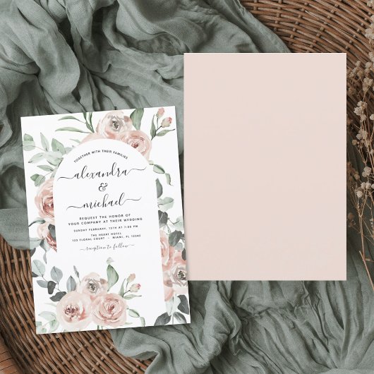 ほこりっぽいピンクフローラユーカリ結婚ス・グリーンのインビ 招待状