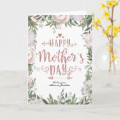 ほこりっぽいピンクフローラリースハッピーマザーズ・デイ カード (黄色い花)