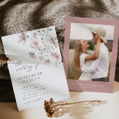 ほこりっぽいピンクフローラワイルドフラワー結婚式招待状 招待状