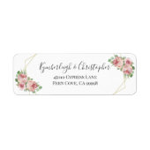 ほこりっぽいピンクフローラ幾何結婚差出人住所 ラベル (正面)