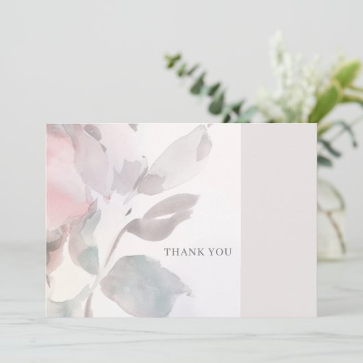 ほこりっぽいピンクフローラ水彩サンキューカード サンキューカード (スタンド正面)