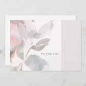 ほこりっぽいピンクフローラ水彩サンキューカード サンキューカード (正面/裏面)