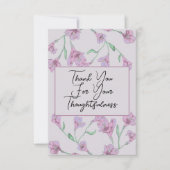 ほこりっぽいピンクフローラ水結婚色の サンキューカード (正面)