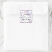 ほこりっぽいピンクフローラ水結婚色の スクエアシール (バッグ)