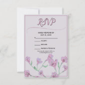 ほこりっぽいピンクフローラ水結婚色の 出欠カード (正面)