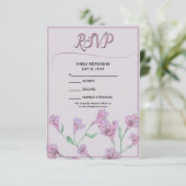 ほこりっぽいピンクフローラ水結婚色の 出欠カード (スタンド正面)