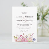 ほこりっぽいピンクフローラ水結婚色の 招待状 (スタンド正面)