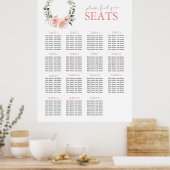 ほこりっぽいピンクフローラ結婚リースの座席 ポスター (キッチン)