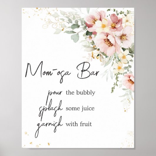 ほこりっぽいピンクフローラ緑ベビーシャワーマママオサバー ポスター (正面)