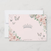 ほこりっぽいピンクフローラ蝶シルバーキンチェニェラ 出欠カード (裏面)