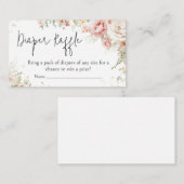 ほこりっぽいピンクフローラ赤ちゃんシャワーおむつラッフル エンクロージャーカード (正面/裏面)