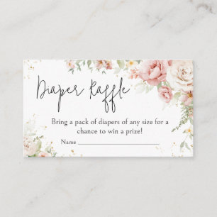 ほこりっぽいピンクフローラ赤ちゃんシャワーおむつラッフル エンクロージャーカード