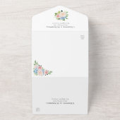 ほこりっぽいピンクブルーアジサイ結婚フローラ オールインワン招待状 (外側)