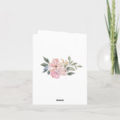 ほこりっぽいピンクブルーグリーン素朴ワイルドフローラ結婚ズ サンキューカード (裏面)