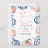 ほこりっぽいピンクブルーチノワジェリーパンプキンブライダルシャワー 招待状 (正面)