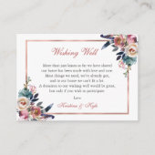 ほこりっぽいピンクブルー結婚フローラの願い事 エンクロージャーカード (正面)