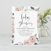 ほこりっぽいピンクベビーシャワーユーカリフローラ 招待状 (スタンド正面)