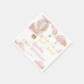 ほこりっぽいピンクホットエアバルーンテーマ誕生日ガール スタンダードカクテルナプキン (角)