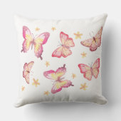 ほこりっぽいピンクホワイトベビーガールネームバタフライ子供部屋 クッション (裏面)