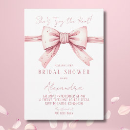 ほこりっぽいピンクボウシェズタイイングザノットブライダルシャワー 招待状