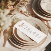 ほこりっぽいピンクボウ付きベビーシャワーメニューカード メニュー