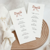 ほこりっぽいピンクボウ付きベビーシャワーメニューカード メニュー